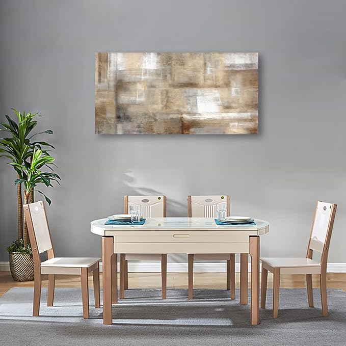 Brown Abstract Wall Art Canvas Prints White Grey Retro Abstract Canvas Pictures for Living Room Bedroom Wall Decor Rustic Farmhouse Canvas Artwork for Office Home Decoration 24" X 48"