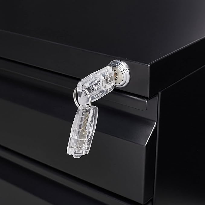3-Drawer Mobile File Cabinets Black File Cabinet Under Desk Metal Filing Cabinet Rolling Metal Filing Cabinet for Legal and Letter Files with Anti-Tilt Design with Locking Fully Assembled (Black)