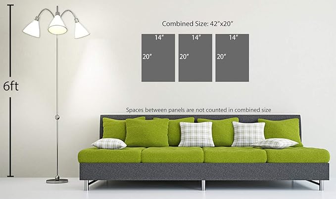42 x 20 TOTAL - Landsape of lines Wall Art Canvas Geometric Print modern minimalis, office art - 3 Panel Split
