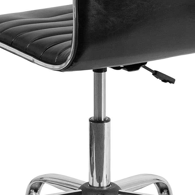 Flash Furniture Alan Low Back Designer Armless Black Ribbed Swivel Task Office Chair