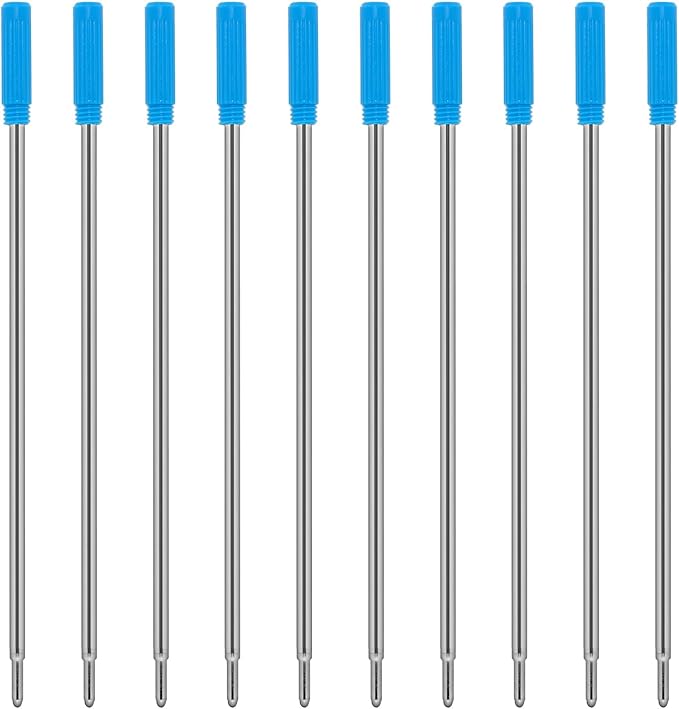 4.5'' Compatible Ballpoint Pen Refills 10 Pack, 1.0mm middle point nib delicate, smooth writing interchangeable ink filling (blue)