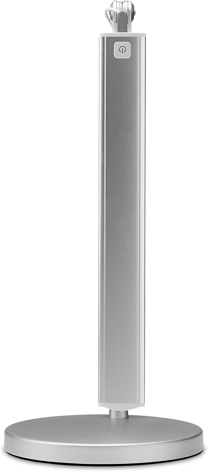 UPLIFTDESK E7 LED Desk Lamp – Adjustable 3 Color Modes, Dimmable Home Office Desk Light for Standing Desk, Dual Monitors, Aluminum Task Lamp (Silver Lamp, Silver Base)