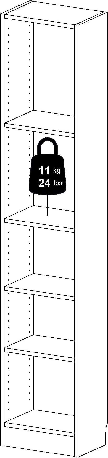 Tvilum Element Narrow 5 Shelf Bookcase, Tall, Oak