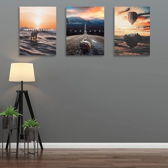 Halioyo Motivational Posters Canvas Painting, 3 Panel Inspirational Wall Art Entrepreneur Quote Office Wall Decor Picture Prints Artwork for Living Room Bedroom Home Decoration,24x36inch