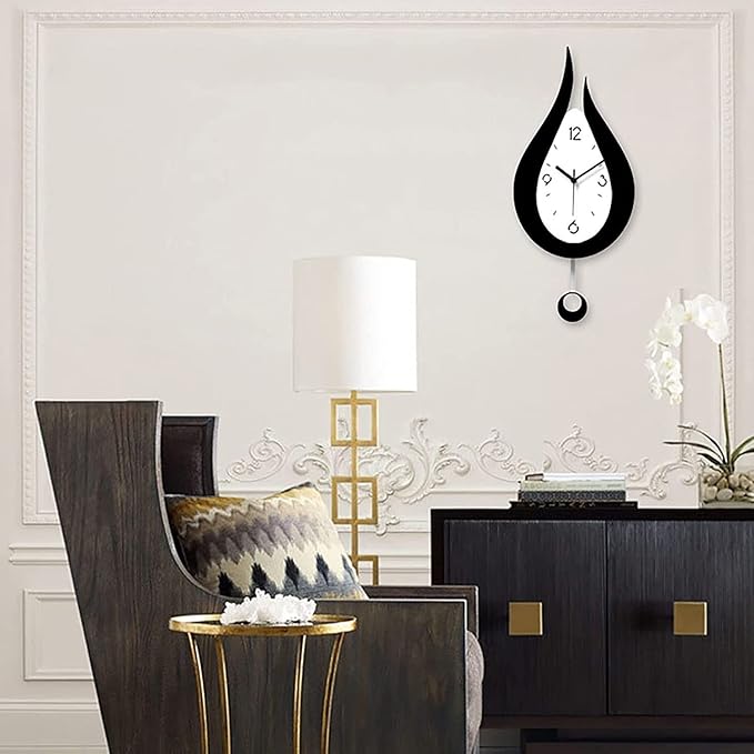Wall Clock Wall Clock 3D Modern Wall Clock Decor Decorative Office Wall Clock with Pendulum Silent Numerals Water Drop Wall Clock Modern Clock (B 17 * 38cm)