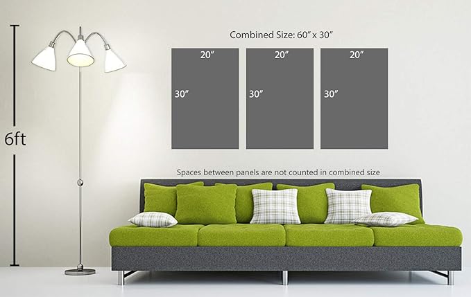 60 x 30 TOTAL - Landsape of lines Wall Art Canvas Geometric Print modern minimalis, office art - 3 Panel Split