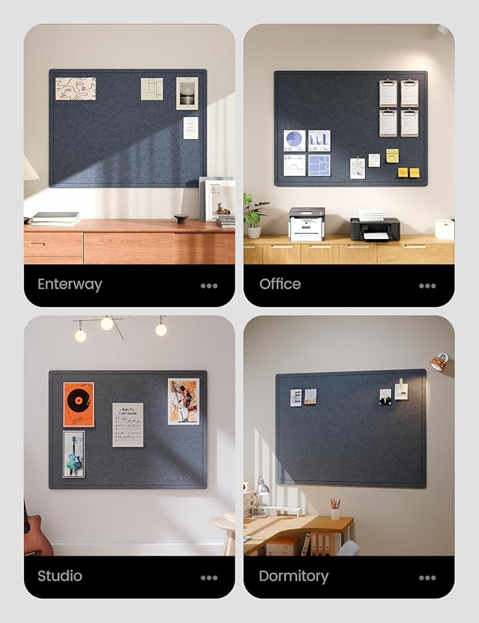 Fluxynara Large Bulletin Board, 47.2" x 35.4" Cork Board Alternative with 24 Safe Removable Adhesive Tabs, Foldable Felt Pin Board for Home Office, Classroom, Bedroom,Entryway for Walls— Navy Blue