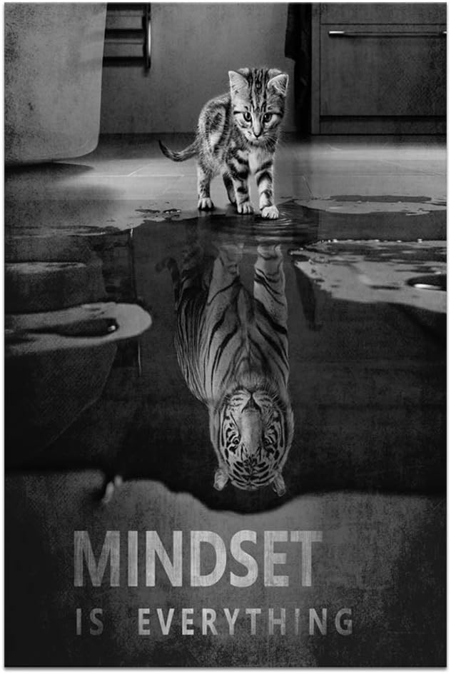 Yatsen Bridge Inspirational Canvas Wall Art Cat Tiger Picture Cute Animal Poster Painting Modern Inspiring Print Artwork Wooden Decor for Living room Office Home House Framed Ready to Hang (18"Wx24"H)