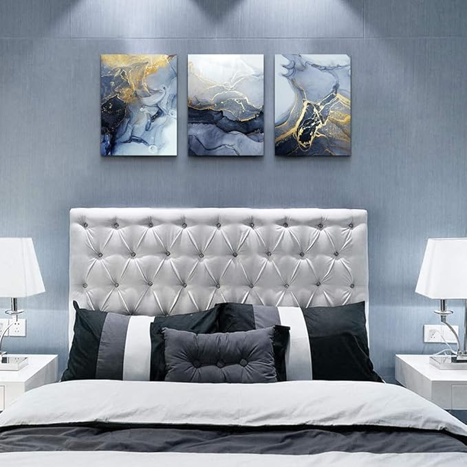 Abstract Wall Decor for Living Room Large Canvas Wall Art for Bedroom Abstract Ink Wall Painting Artworks Hang Pictures for Office Decoration Home Decor Posters Art 16x24 inch 3 Piece