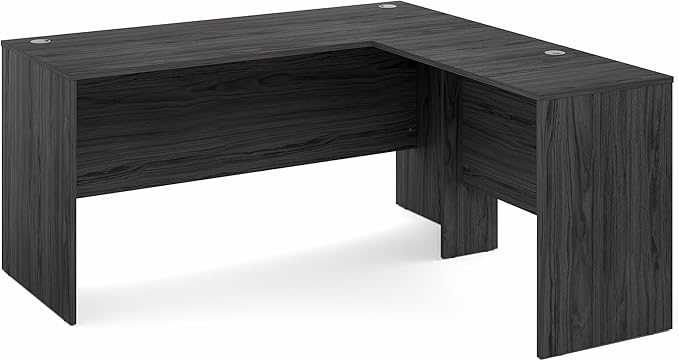 Furinno Roger 60 Inch L-Shaped Office Desk, Executive Desk with Reversible Desk Return, Modesty Panel, Desk Cord Grommet, Scratchproof, for Home Office, Coastal Grey