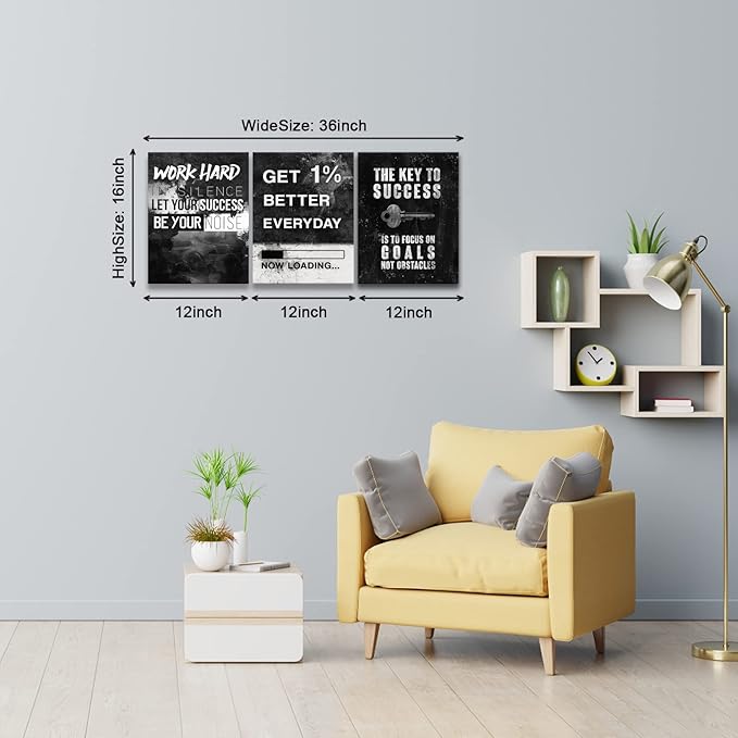 Motivational Wall Decor Success Goal Inspirational Canvas Wall Art for Office Quotes Pictures Motivational Posters Framed Canvas Wall Art Prints Artwork Office Bedroom Gym