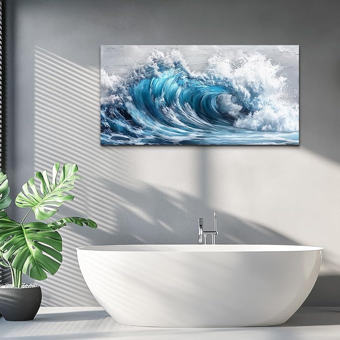 ZUITINGHUA Canvas Wall Art For Living Room Wall Decor For Bedroom Office Wall Decoration Ocean Waves Landscape Painting Black And White Pictures Artwork Room Aesthetic Home Decor 20x40 In