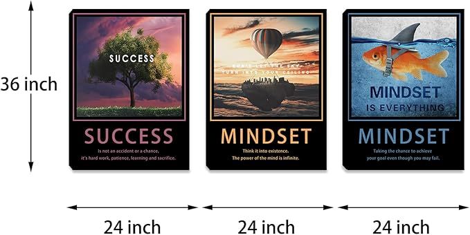 Azrosap Motivational Wall Art Canvas Prints Wall Decor Size: 72"Wx36"H, 36"Hx72"W Modern Inspirational Quotes Wall Mount Framed Wall Decor for Office, Living Room, Bedroom