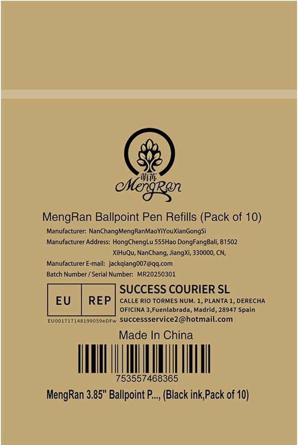 MengRan 3.85'' Ballpoint Ink Pen Refills for Click Pens, 1 mm Medium Point Tip, (Refills-Black ink-10Pcs)