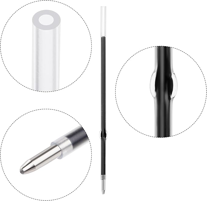 jiebor 100Pcs Black Ballpoint Pen Ink Refills for Click Pens 4.21inch Office Supplies 0.7mm