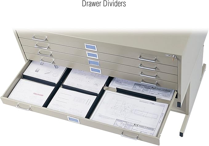 Safco Products Flat File for 36" W x 24" D Documents, 5-Drawer (Additional Options Sold Separately), Tropic Sand