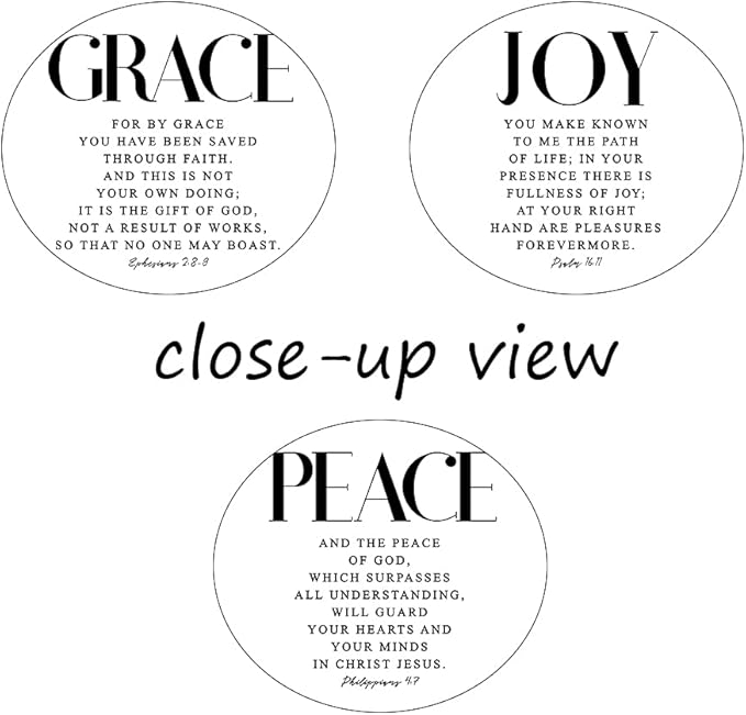 3 Piece Inspirational Wall Art White Motivational Mindset Picture, Quote "Grace Joy Peace" Canvas Print for Christian Gifts, Triptych Entrepreneur Poster Framed Artwork for Home Wall Decor(48"Wx24" H)
