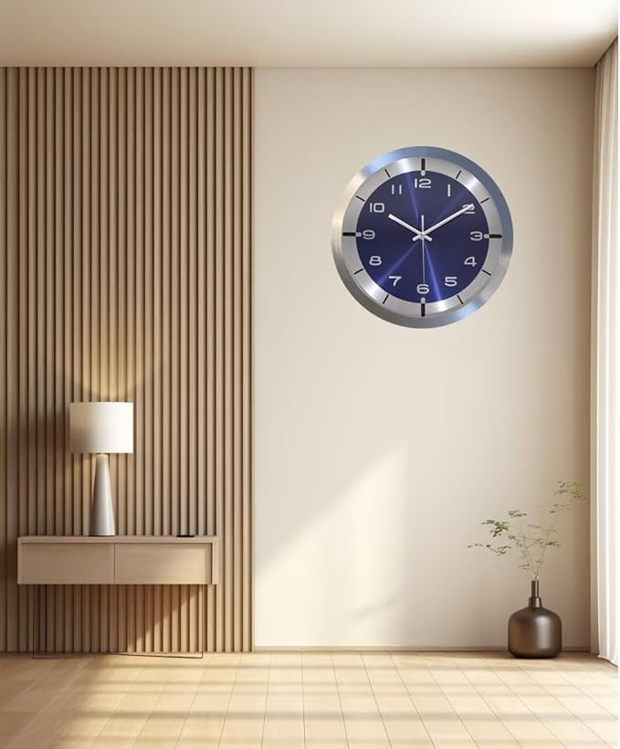 Silent Wall Clock Battery Operated,Modern Metal Wall Clock Decorative for Living Room/Kitchen/Home/Office/School,12 inch