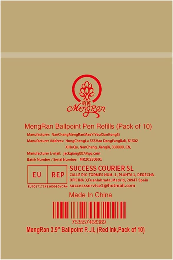 MengRan 3.9'' Ballpoint Ink Pen Refills for Click Pens,1mm Medium Tip,Compatible with Parker Pen Refill (Red Ink-10 Pcs)