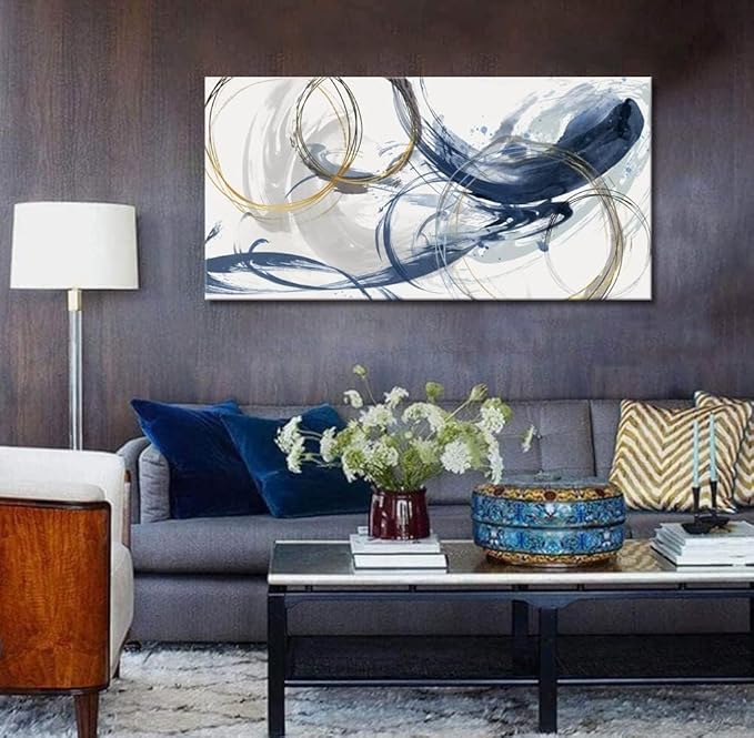 Sxurmtiie Canvas Wall Art Abstract Art Paintings Blue Fantasy Colorful Graffiti on White Background 36inchx71inch Modern Artwork Wall Decor for Living Room Bedroom Kitchen