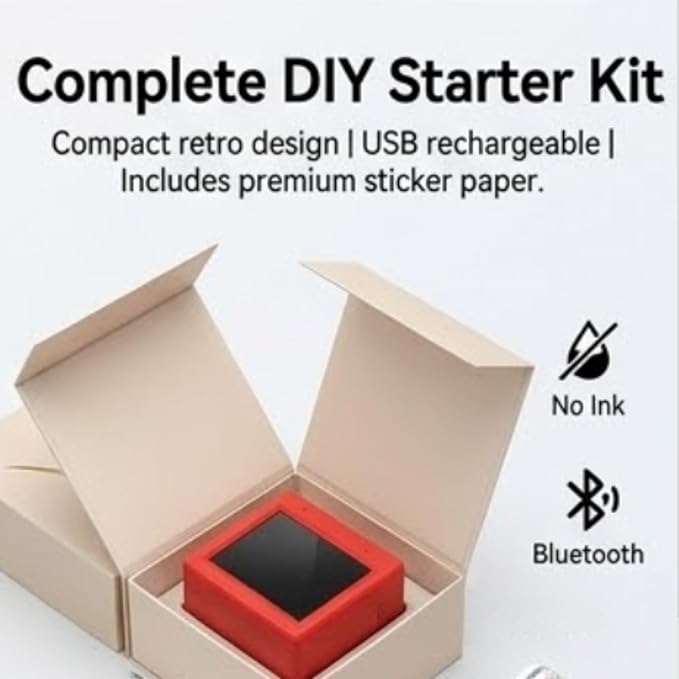 Sticker Box Printer - AI Sticker Printer with Voice Control & Screen, Portable Mini Thermal Printer Inkless Sticker Maker Machine for DIY Journaling Study Notes for Home, Office Study DIY