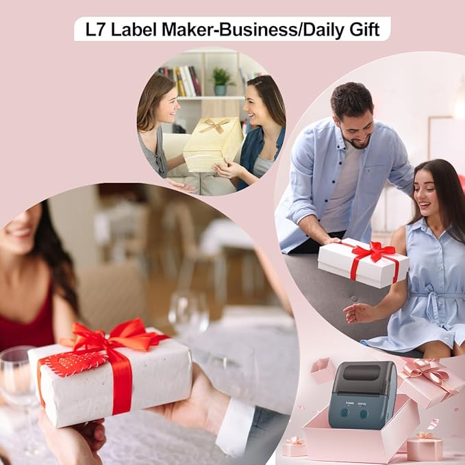L7 Label Maker Machine with Tape, Thermal Label Printer Easy to Use for Office, Home, Business, 2 Inch Label Maker with 1 Roll of 1.97 * 1.18inch White Label Paper