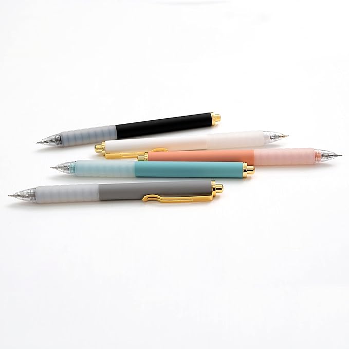 Linbsunne Ballpoint Pens Medium Point 1mm Black Ink Work Pen with Super Soft Grip Ball Point Pen for Men Women Retractable Office Pens (Gold Clip-12 count)