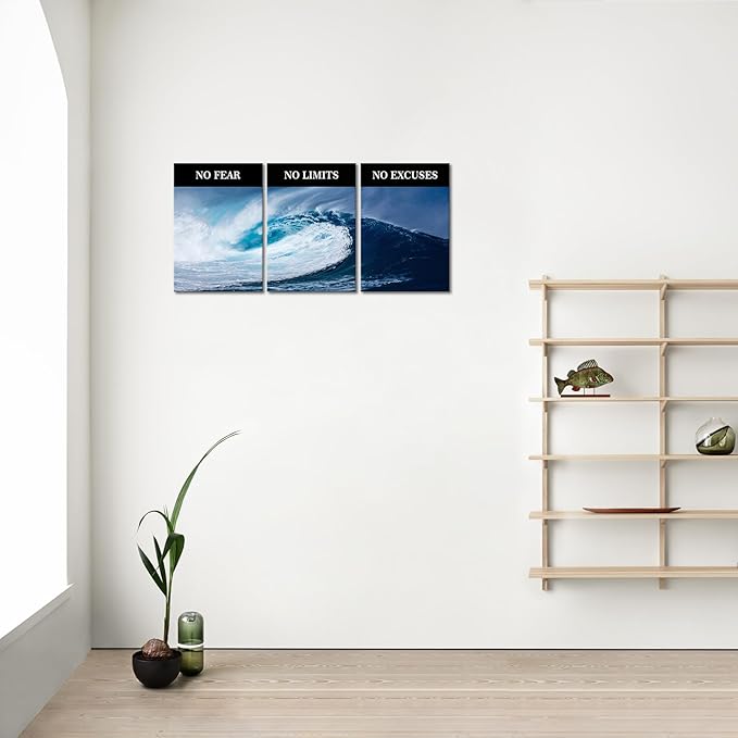 Motivational Wall Decor No Limits Inspirational for Office Quotes Pictures Motivational Posters Framed Canvas Wall Art Prints Artwork Office Wall Decor Bedroom Living Room Ready to Hang