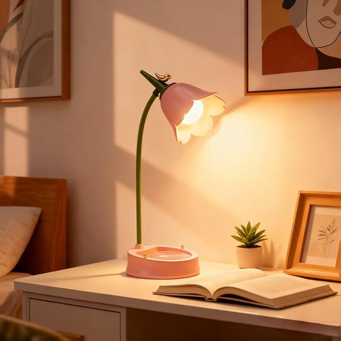LED Desk Lamp Cordless Table Light Adjustable Gooseneck Dimmable Touch Rechargeable Battery Eye-Caring Night Light for Kids,Mini Cute Lamp for College Dorm Bedroom Reading