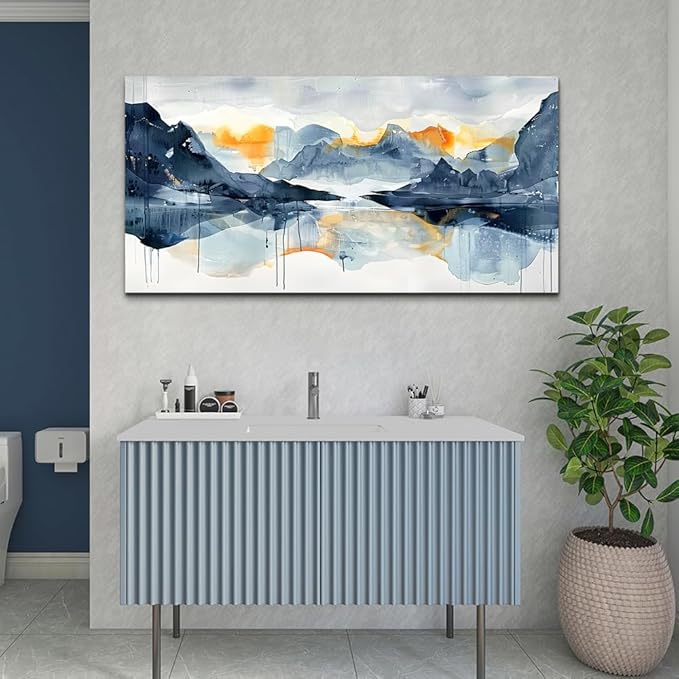 FUHAIHUA Canvas Wall Art For Living Room Framed Home Decorations For Bedroom Aesthetic Office Wall Decor Abstract Pictures Artwork Watercolor Ink Painting Contemporary 20x40 In