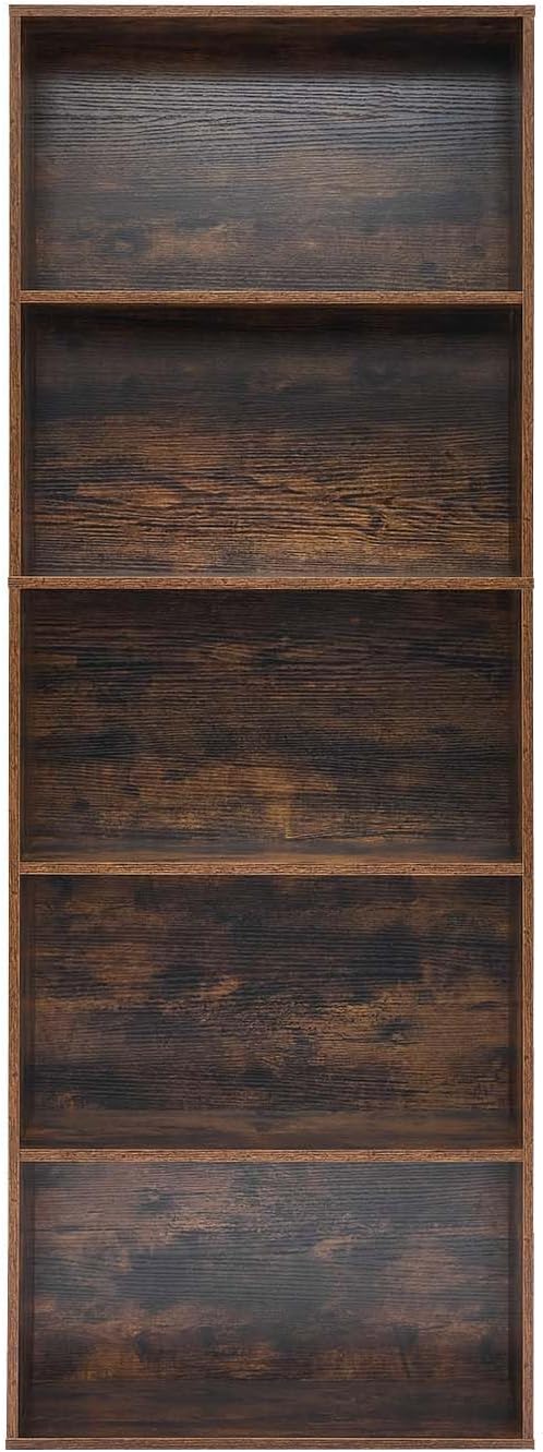 Tall Bookshelves with Cabinet, Office Storage Cabinets and Bookshelf, 5-Tier Wooden Bookcase with Storage, Floor Standing Display Cabinet Shelves for Living Room, Home Office, Brown