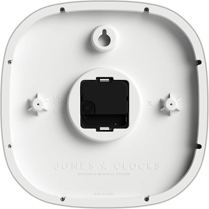 JONES CLOCKS® Marvel Wall Clock | Modern Retro Rounded Square Clock | 10 inch | White | Cool Designer Look for Kitchen, Living Room or Office