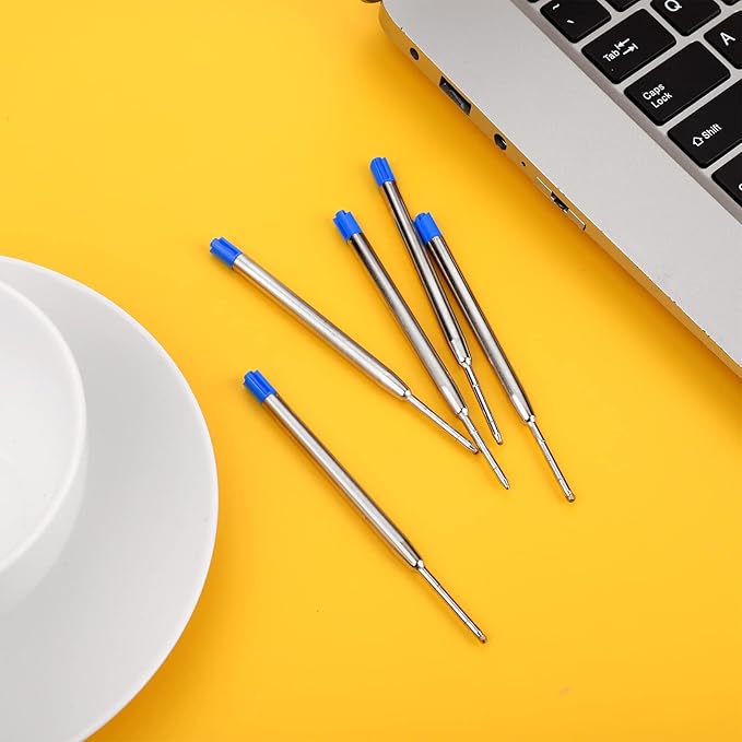 TIESOME 5pcs Replaceable Ballpoint Pen Refills with Spring Metal Ball Point Refills Smooth Writing Pen Refills, 0.7mm Retractable Ballpoint Pen Refills for School Office Supplies (Blue)