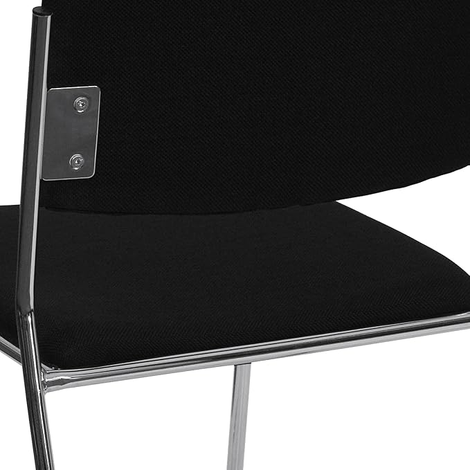 Flash Furniture 5 Pack HERCULES Series 500 lb. Capacity Black Fabric High Density Stacking Chair with Chrome Sled Base