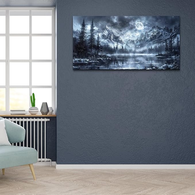 FUHAIHUA Canvas Wall Art For Living Room Wall Decor For Office Bedroom Decorations Black And White Wall Paintings Forest Landscape Pictures Hotel Artwork Posters Home Decor Ready to Hang 20X40 In