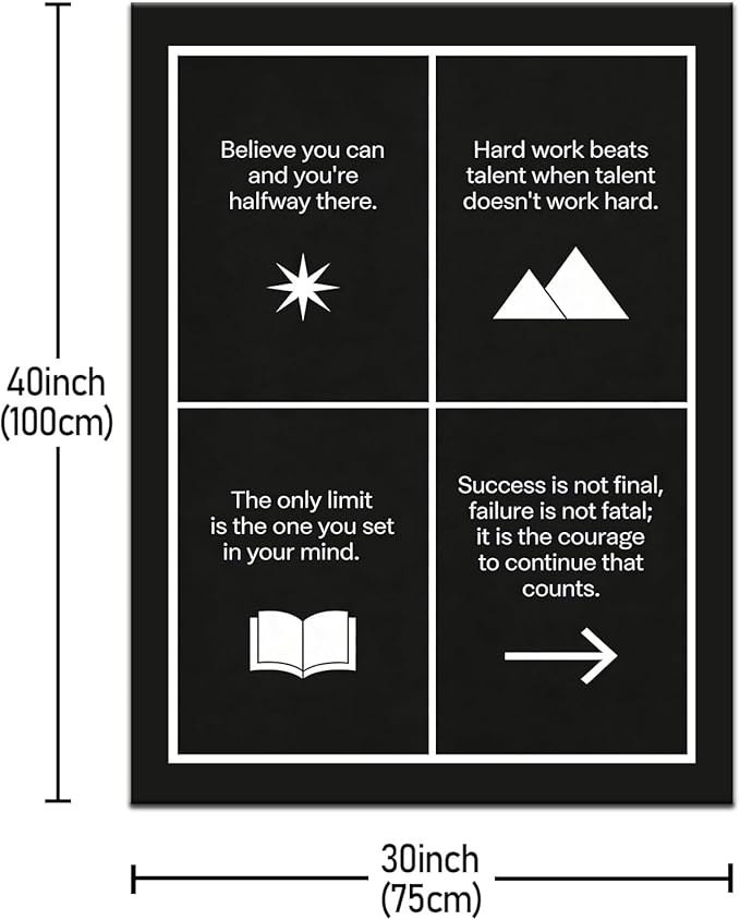 Oversized Motivational Canvas Wall Art Believe Hard Work Success Framed Office Decor for Classroom Gym Large Scale Studio Inspirational Artwork for Men Women 40x30 Inch