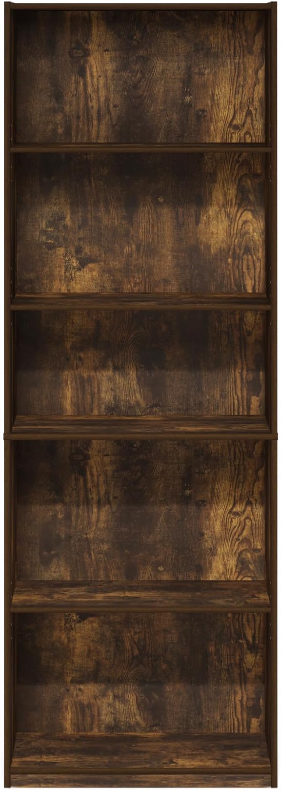 Furinno GEHRY Book Shelf, 5-Tier Bookshelf, Bookcase, with Adjustable Shelves, 11.6 x 24.8 x 71.4, for Home Office, Living Room, Amber Oak