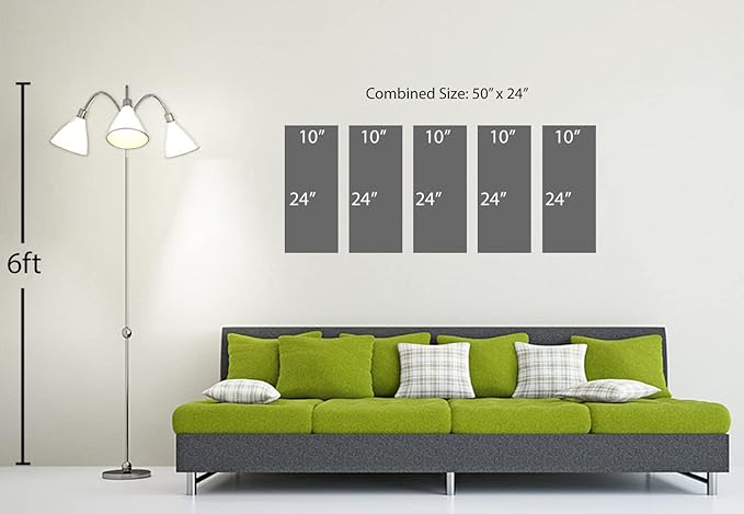50 x 24 TOTAL - Landsape of lines Wall Art Canvas Geometric Print modern minimalis, office art - 5 Panel Split