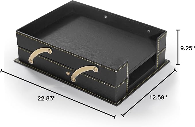 MOOGCO 12-Piece Leather Desk Set — Desk Pad 23.2" x 15.4", Double Document Tray, Pen Holder — Desk Organizer Set for Home Office & Executive Desk Accessories