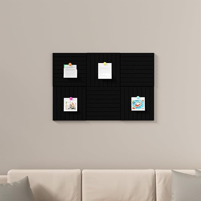 Large Cork Boards for Walls – 36 x 24 Self Adhesive Felt Wall Tiles, Ideal for Office Black Bulletin Board, Easy to Install Pin Board Photo Board Dart Board Wall Protectors