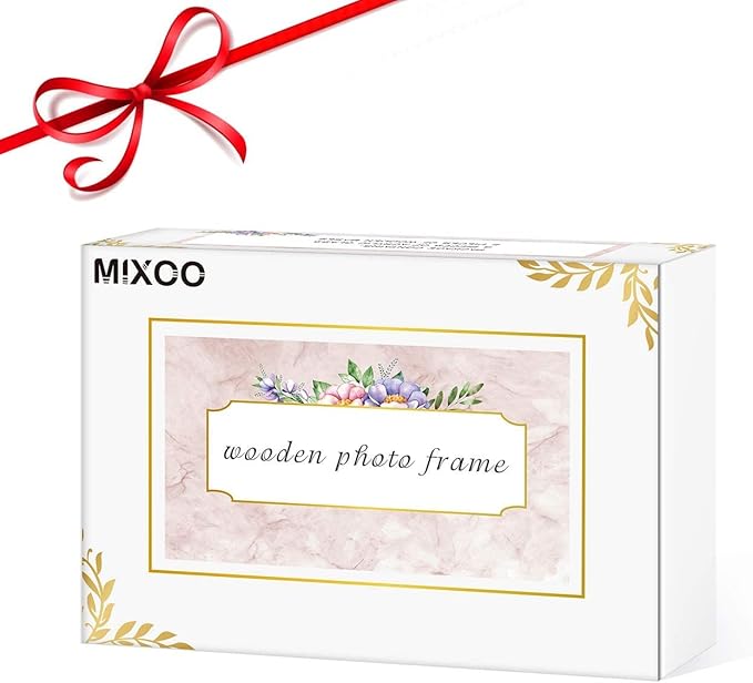 Mixoo 6x8 Picture Frame 2 Pack - Rustic Wooden Photo Frames with Walnut Wood Base and High Definition Break Free Acrylic Glass Covers for Desk or Tabletop Display (6×8 inch, Horizontal + Vertical)