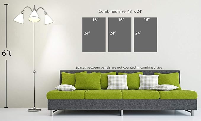 48 x 24 TOTAL - Landsape of lines Wall Art Canvas Geometric Print modern minimalis, office art - 3 Panel Split