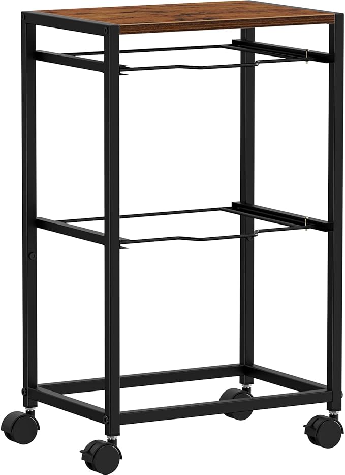 Snughome Rolling File Cart with Wheels - Hanging Files for Letter Size, 2-Tier Metal Movable Cart with Pull-Out Filing Holder