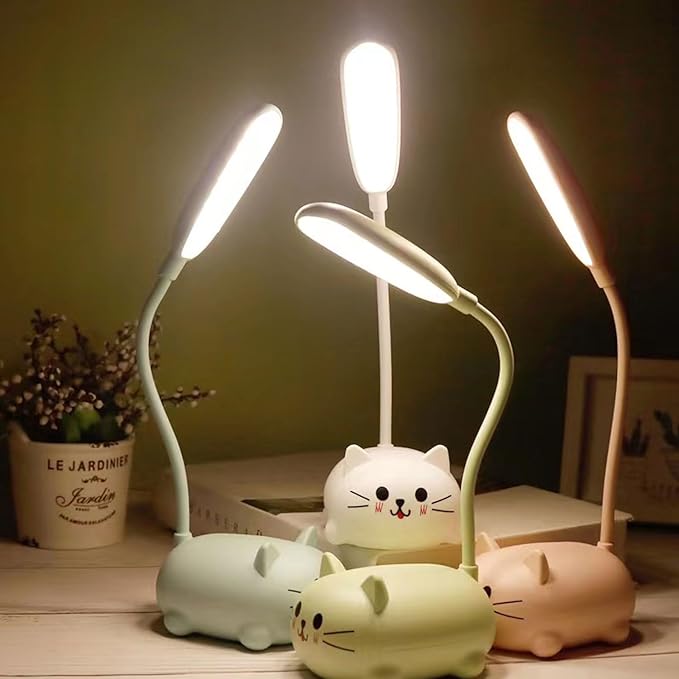 LED Desk Lamp for Kids,Mini Cat Night Light,Cute Cat Foldable USB Rechargeable Reading Light Bedroom Children's Bedside Study (Green)