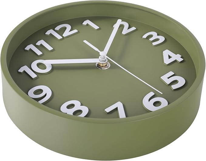 45MinST 8-Inch Green Modern Wall Clock – Silent Non-Ticking, 3D Large Numbers, Accurate Timekeeping | Decorative Wall & Desk Clock with Stand for Living Room, Bedroom, Kitchen, or Office