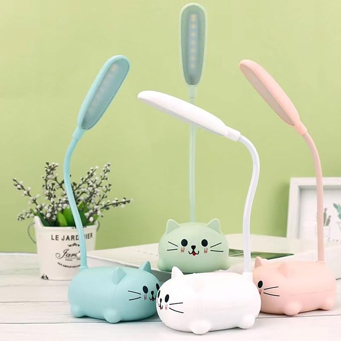 LED Desk Lamp for Kids,Mini Cat Night Light, Cute Cat Foldable USB Rechargeable Reading Light Bedroom Children's Bedside Study (Pink)