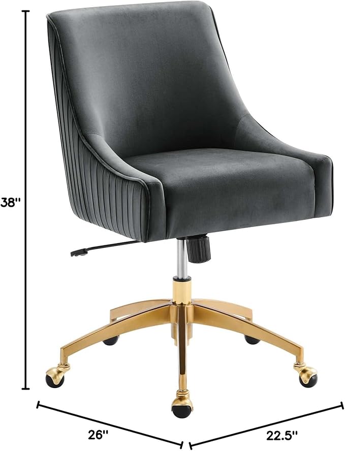 Modway EEI-5080-GRY Discern Performance Velvet Office Chair, Gray