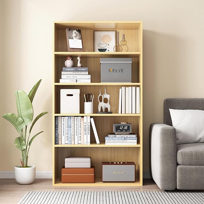 Basic Open Shelf Bookcase - 3-Tier Wooden Cube Storage Shelves Split Bookshelf, Oak