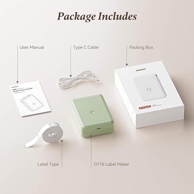 DEEPIN Label Maker Machine Portable Bluetooth Label Maker with Tape, Thermal Label Printer Multiple Templates for Phone, Mini Label Sticker Printer for Business Office Organization (Light Green)