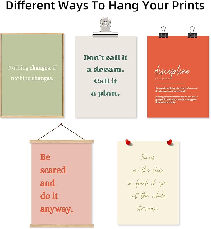 Office Wall Art Motivational Posters Inspirational Quote Canvas Wall Decor Office Positive Pictures Inspirational Classroom Art Motivational Work Prints for Gym Home 8x10 Inch Unframed Set of 6